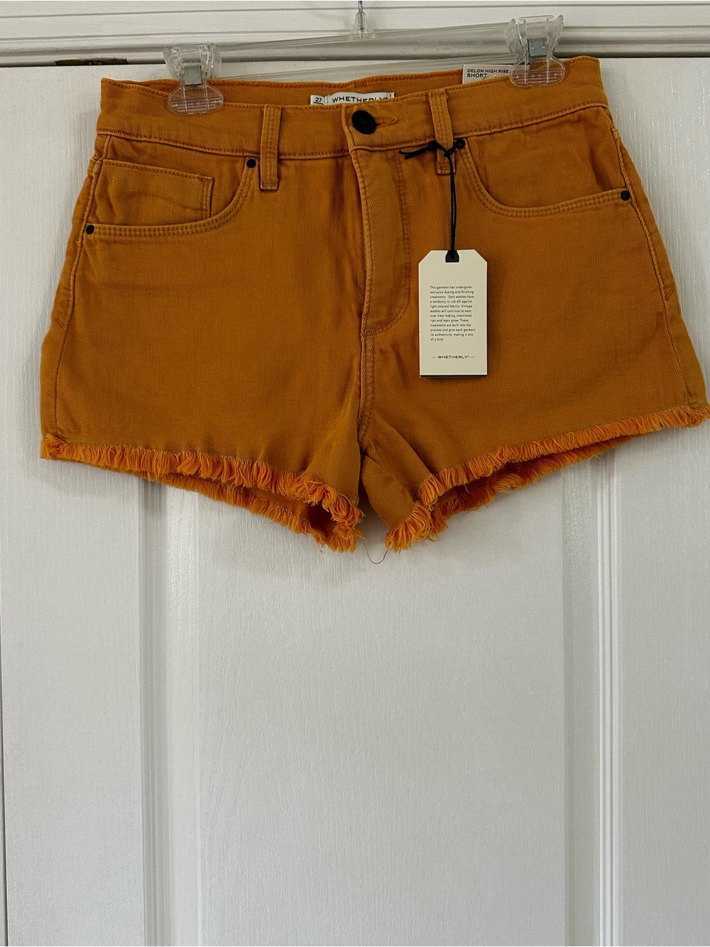 Whetherly Mustard High-Rise Frayed Hem Jean Shorts
